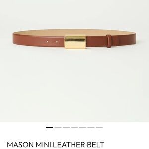Mason Slim Leather Belt in Chestnut with Gold Buckle